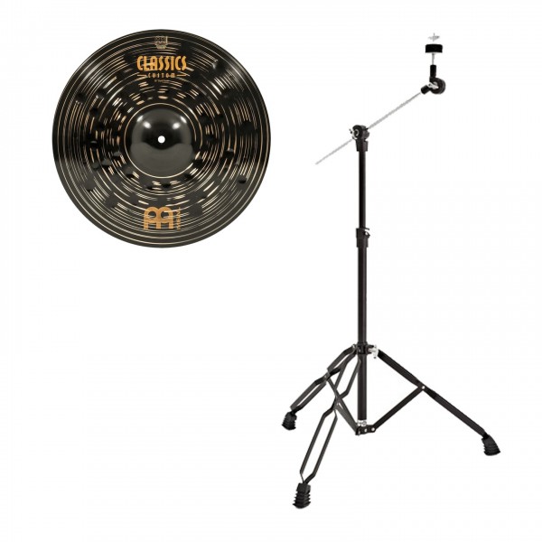 Meinl 16" Classics Custom Dark Crash Cymbal & Gear4music Boom Arm Stand, Black