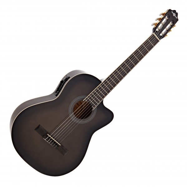 Deluxe Electro Classical Guitar, Cutaway, Trans Black, by Gear4music