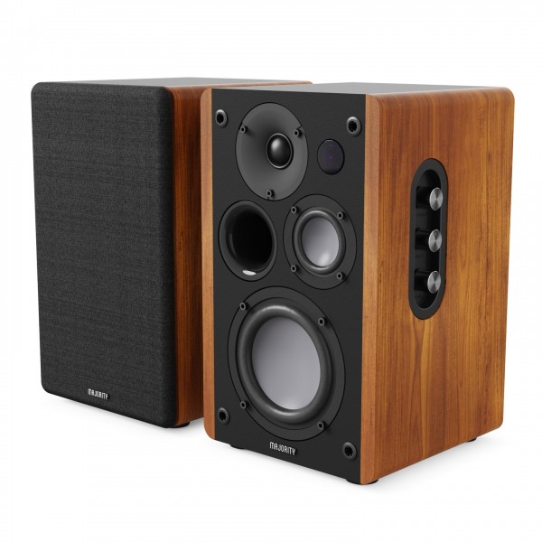 Majority D100 Bookshelf Speakers (Pair), Wood