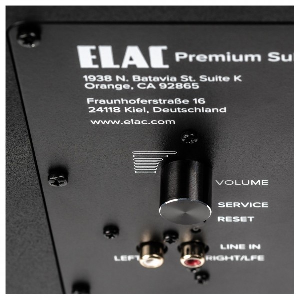 ELAC Varro PS250 Subwoofer, Black - Detail image, amp panel