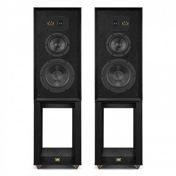 Wharfedale Super Linton Heritage Speakers and Stands, Black