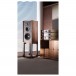 Wharfedale Super Linton Heritage Speakers and Matching Stands, Walnut - Lifestyle image, music system setup