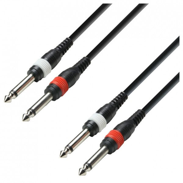 Adam Hall 3 STAR Unbalanced Twin TS 1/4" Jack Cable, 1m