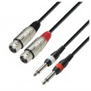 Adam Hall 3 STAR Twin XLR (F) to Unbalanced Twin TS 1/4" Jack Cable, 1m