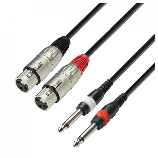 Adam Hall 3 STAR Unbalanced Twin XLR (F) to Twin TS 1/4" Jack Cable, 1m