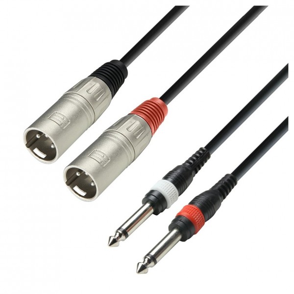 Adam Hall 3 STAR Unbalanced Twin XLR (M) to Twin TS Jack Cable, 6m