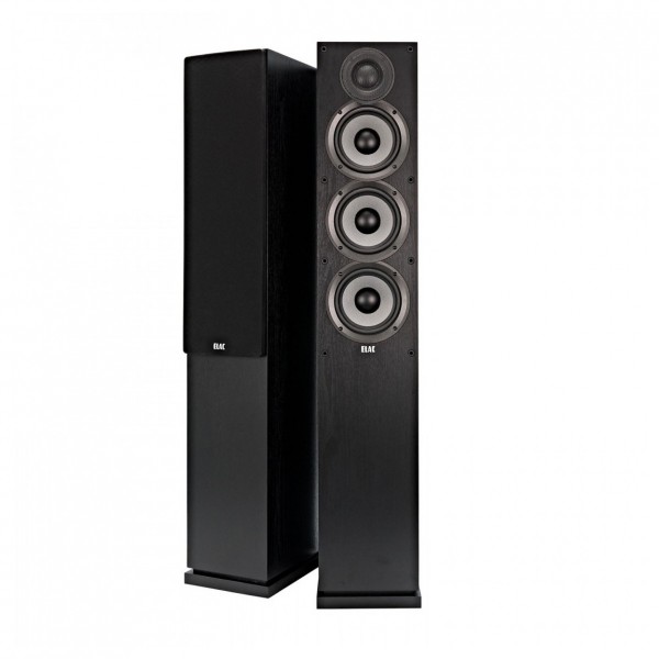 ELAC Debut F5.2 Floorstanding Speaker (Pair), Black Ash
