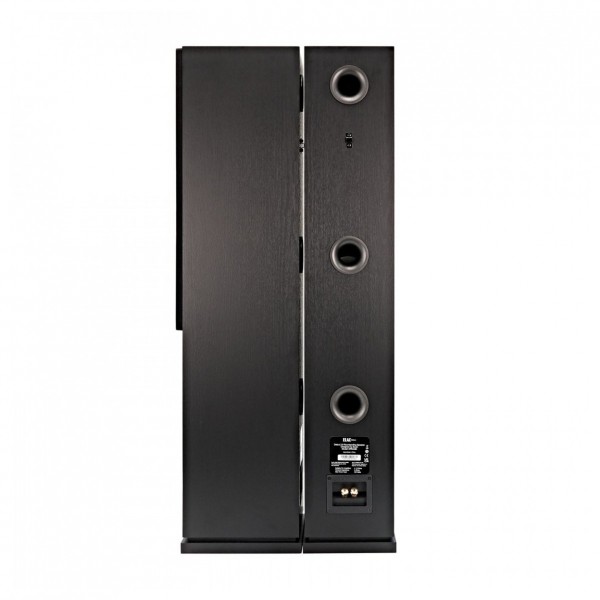 ELAC Debut F5.2 Floorstanding Speaker (Pair), Black Ash - Side and rear