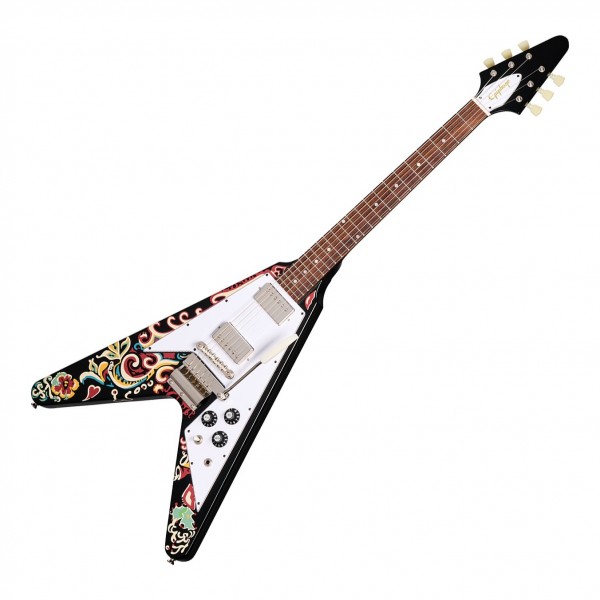 Epiphone Jimi Hendrix "Love Drops" Flying V Inspired by Gibson Custom, Ebony - front