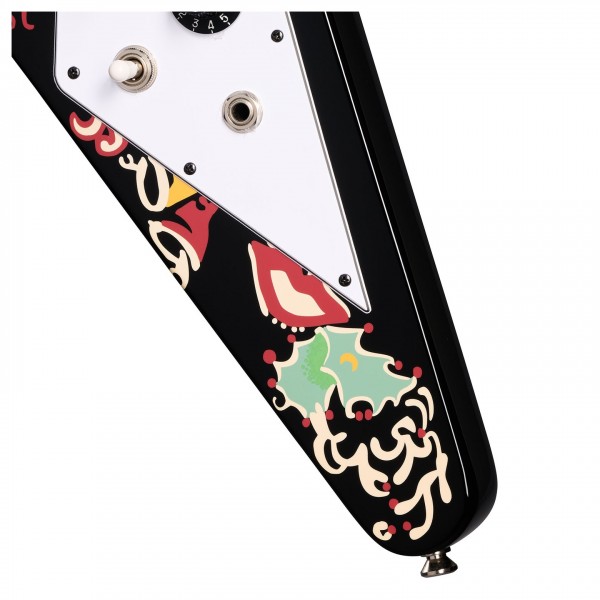 Epiphone Jimi Hendrix "Love Drops" Flying V Inspired by Gibson Custom, Ebony - love drops 