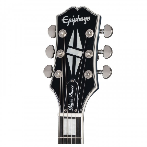 Epiphone Jared James Nichols "Blues Power" Les Paul Custom, Aged Pelham Blue headstock 