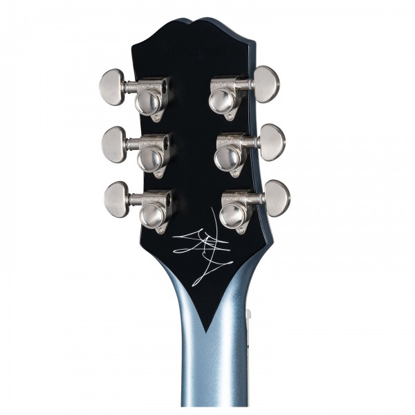 Epiphone Jared James Nichols "Blues Power" Les Paul Custom, Aged Pelham Blue hedstock back 