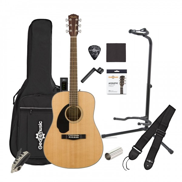 Fender CD-60S Left Handed Acoustic, Natural w Accessory Pack 