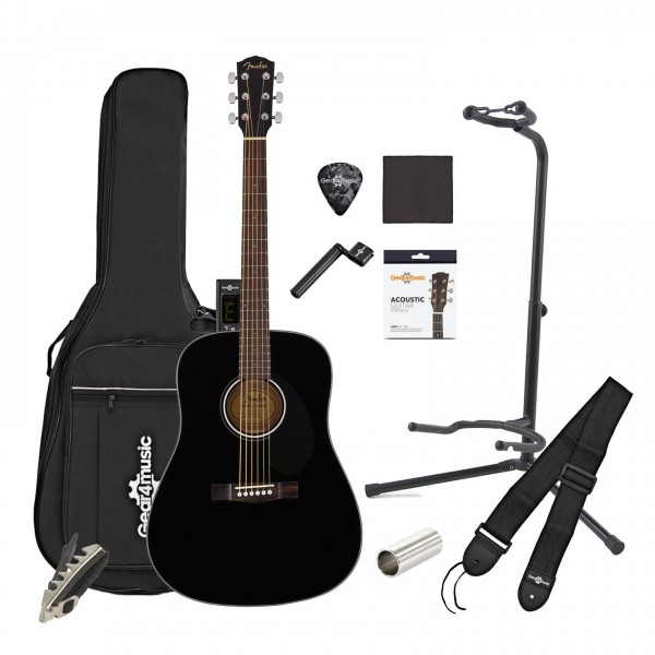 Fender CD-60S Acoustic WN, Black with Accessory Pack