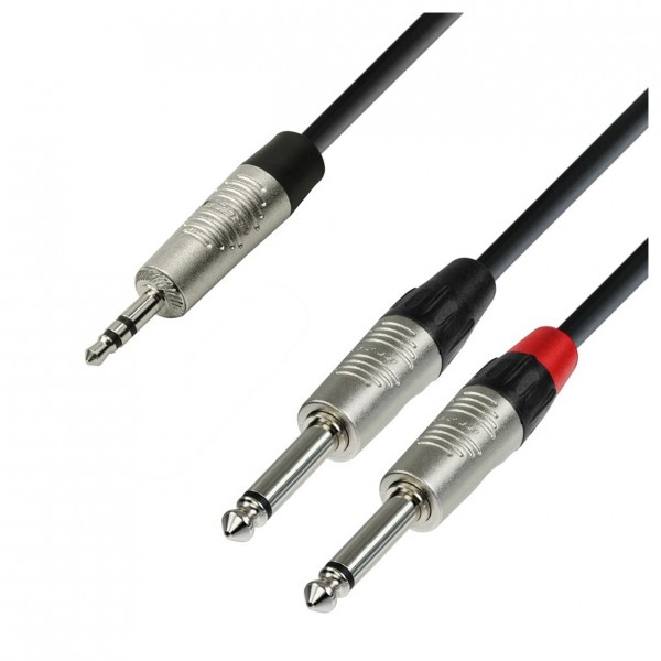 Adam Hall 4 STAR Rean 3.5mm TRS Mini Jack to Twin TS 1/4" Jack Splitter Cable, 1.5m