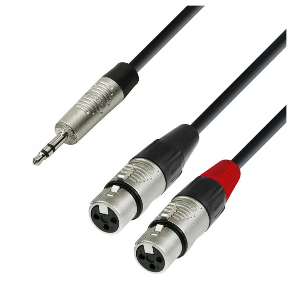 Adam Hall 4 STAR Rean 3.5mm TRS Mini Jack to Twin XLR (F) Splitter Cable, 1.8m