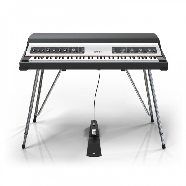 Rhodes MK8 Piano, Classic Black and Silver, with Silver Stand - Front