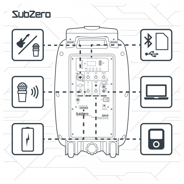 SubZero P8 Portable PA Speaker with Bluetooth & Wireless Mic