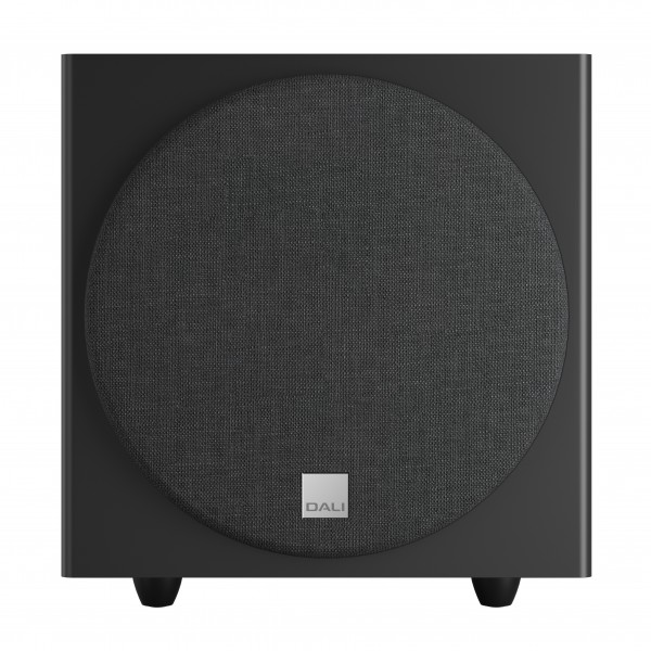 DALI E-9F Subwoofer, Satin Black - Front view with grille attached