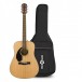 Fender CD-60S Left Handed Acoustic, Natural with Gig Bag and Picks