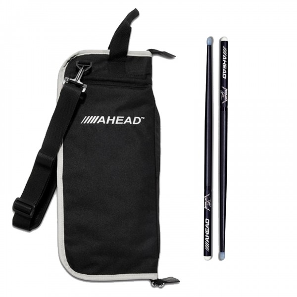 Ahead Drumstick Bag & Lars Ulrich Signature Sticks, Black/Grey