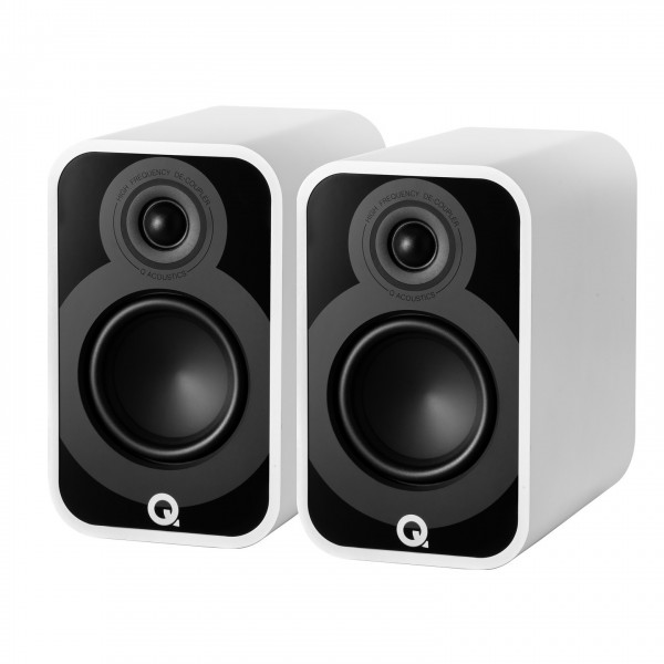 Q Acoustics Q 5020 Bookshelf Speakers, Satin White (Pair) Front View