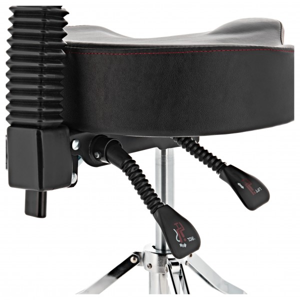 Hydraulic Saddle Drum Throne with Back Rest by Gear4music