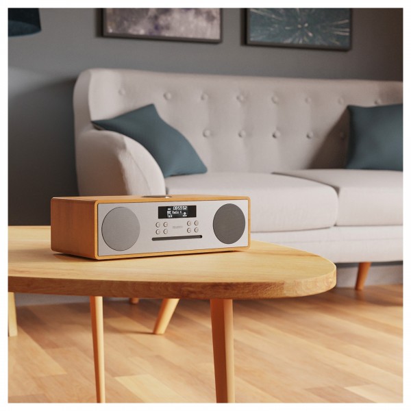 Majority Oakington DAB Radio CD Player and Music System, Oak  side table 