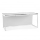 BDI Centro 6401 Bureau, Satin White op eiken / grijs glas