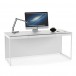 BDI Centro 6401 Desk, Satin White on Oak / Grey Glass - with Mac, lamp, and decorations