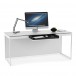 BDI Centro 6401 Desk, Satin White on Oak / Grey Glass - With keyboard drawer open