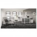 BDI Centro 6401 Desk, Satin White on Oak / Grey Glass - Lifestyle image, office view with Centro 6451-2 Standing Desk