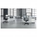 BDI Centro 6401 Desk, Satin White on Oak / Grey Glass - Lifestyle view in open plan office