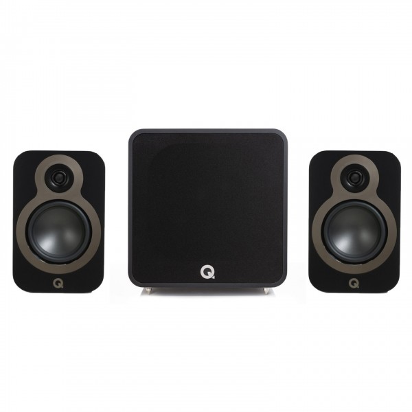 Q Acoustics 3020c Bookshelf Speaker & Q B12 Subwoofer 2.1 Speaker Bundle, Black - bom img