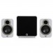 Q Acoustics 3020c Bookshelf Speaker & Q B12 Subwoofer 2.1 Speaker Bundle, White - bom 