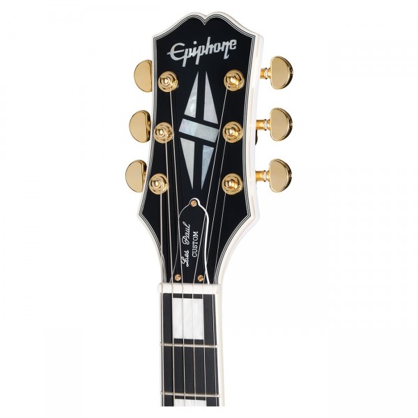 Epiphone Les Paul Custom Inspired by Gibson, Alpine White - headstock 