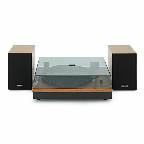 Lenco LS-300 Turntable with Speakers Bundle, Wood