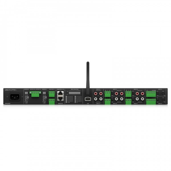 Lab Gruppen CPA2402 2 x 240W 8-Channel Commercial Mixer Amplifier with Bluetooth & USB Media Player - Rear 1