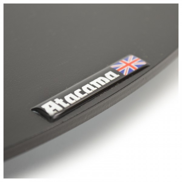 Atacama NeXXus 500 Essential Speaker Stands (Pair), Satin Black - Detail Image, Logo on Base Plate