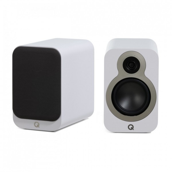 Q Acoustics 3020c Bookshelf Speakers (Pair), Satin White - front pair 