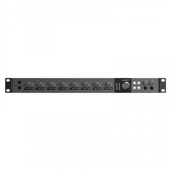 Audient ID48 24in | 48out USB Audio Interface with 8 Mic Preamps - Front with Rack Ears