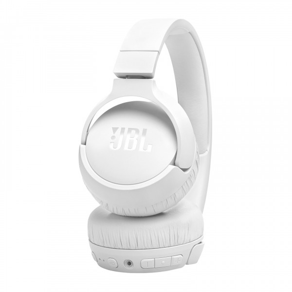 JBL Tune 670NC Wireless On-ear Headphones, White - Underside and controls