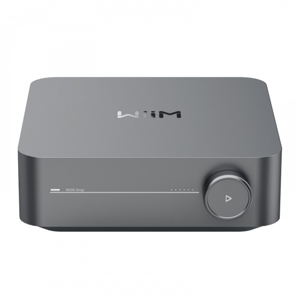 WiiM Amp, Space Grey & Q Acoustics 3010c Speakers, Black Hi-Fi Bundle - front tilt