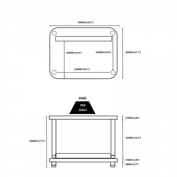 Atacama Apollo Storm 6 Two-Shelf Vinyl Storage Module, Dark Oak / Black Legs - cad 