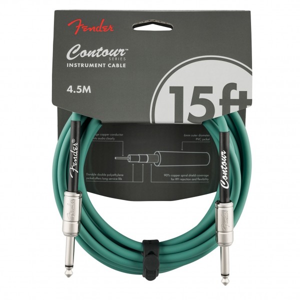 Fender Contour 15' Cable, Sherwood Green front