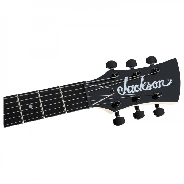 Jackson JS Series Surfcaster JS22 HT, Gloss Black - Headstock, Front