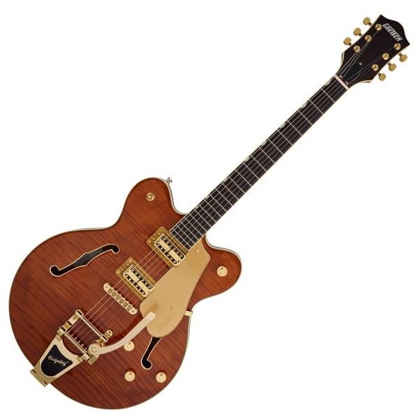 Gretsch Electromatic LTD Flame Okoume Broadkaster Double-Cut with Bigsby RW, Roundup Orange front