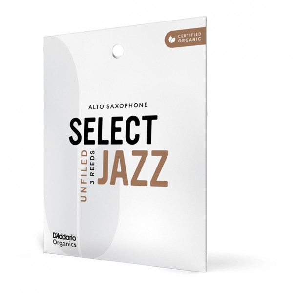 D'Addario Organic Select Jazz Unfiled, Alto Saxophone Reeds, 2H (3 Pack)
