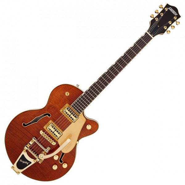 Gretsch Electromatic LTD Flame Okoume Broadkaster Jr. Single -Cut with Bigsby, Roundup Orange front