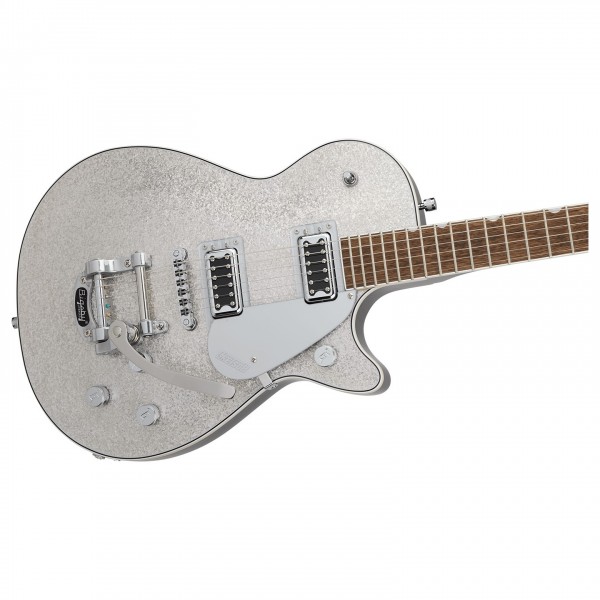 Gretsch G5230T Electromatic Sparkle Jet FT Single-Cut with Bigsby, Silver Sparkle neck 